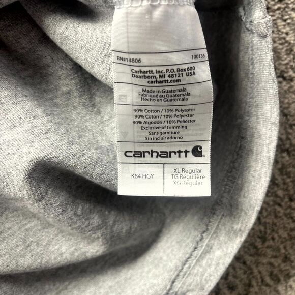 Carhartt Henley T-Shirt Men XL Gray Original Fit Heavyweight Pocket Short Sleeve - Picture 6 of 11